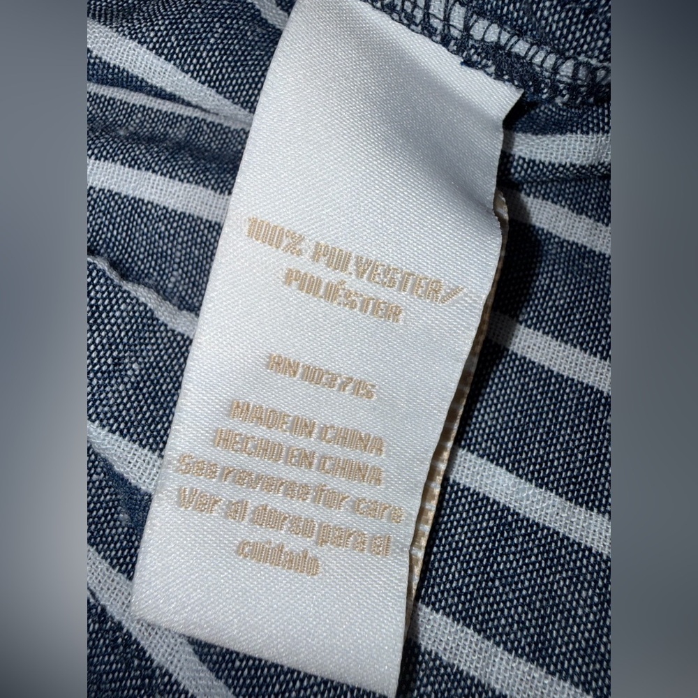 Hope & Harlow Maritime Blue White Striped Chambray Pants Beach Summer Resort - Picture 7 of 8